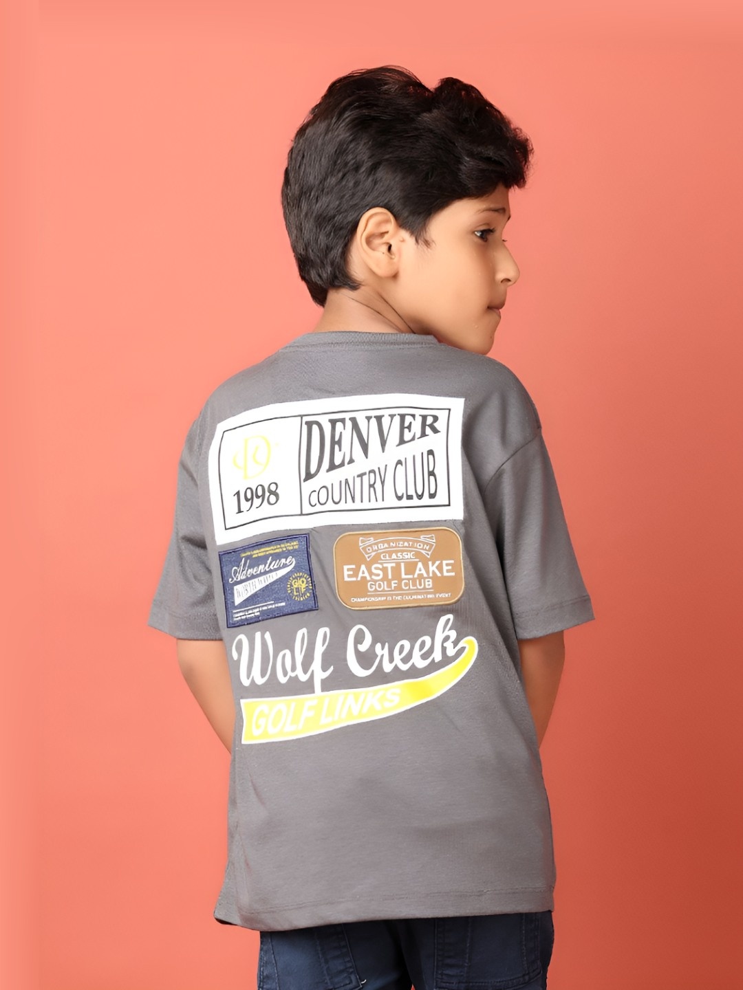

V-Mart Boys Typography Printed Round Neck Cotton T-shirt, Grey
