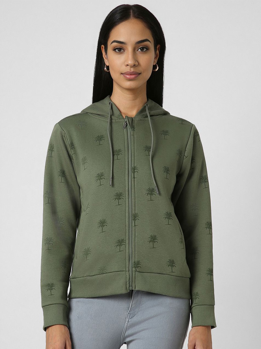 

Van Heusen Woman Women Printed Hooded Cotton Sweatshirt, Olive