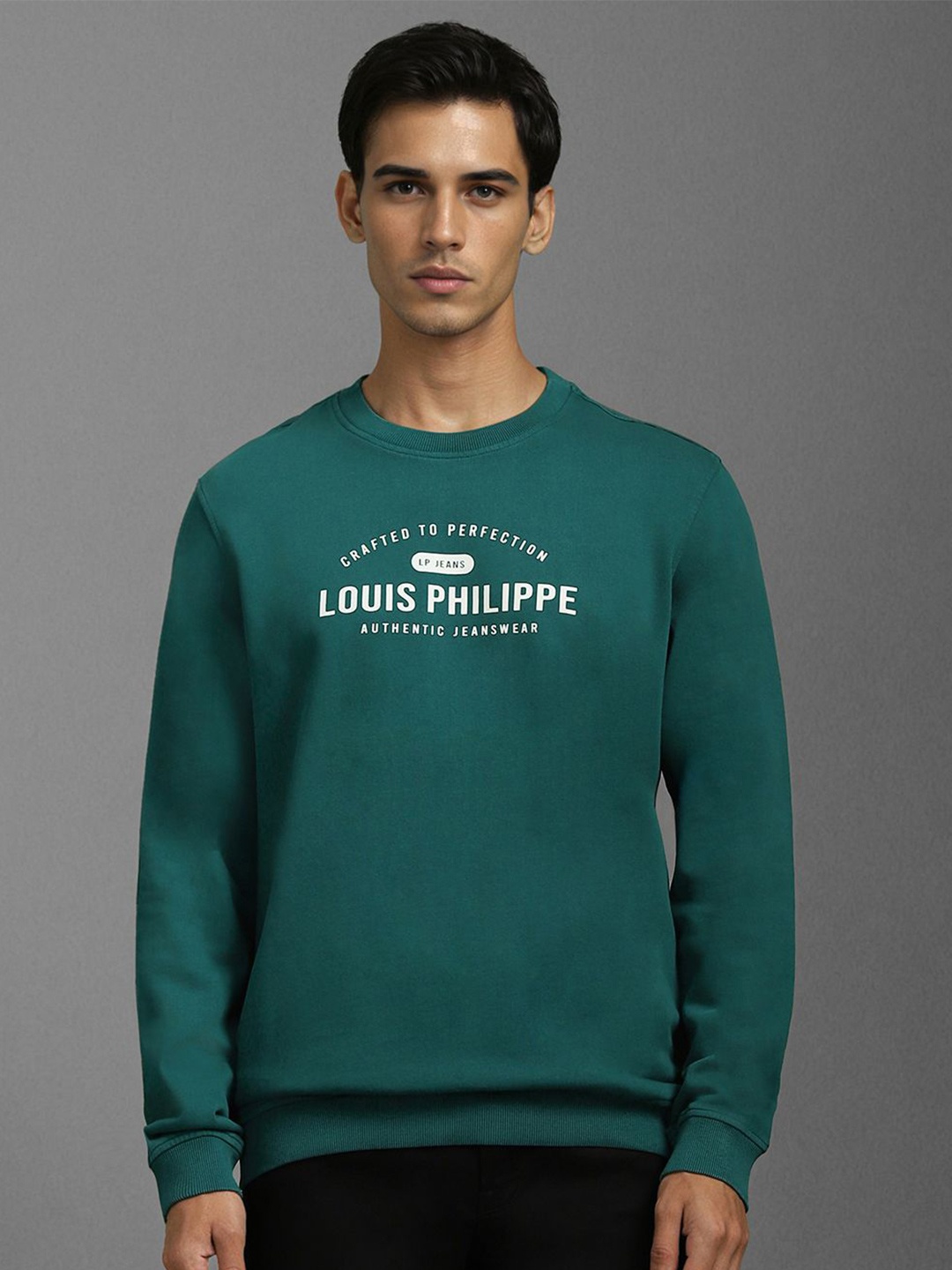 

Louis Philippe Jeans Men Round Neck Long Sleeves Pullover Sweatshirt, Green