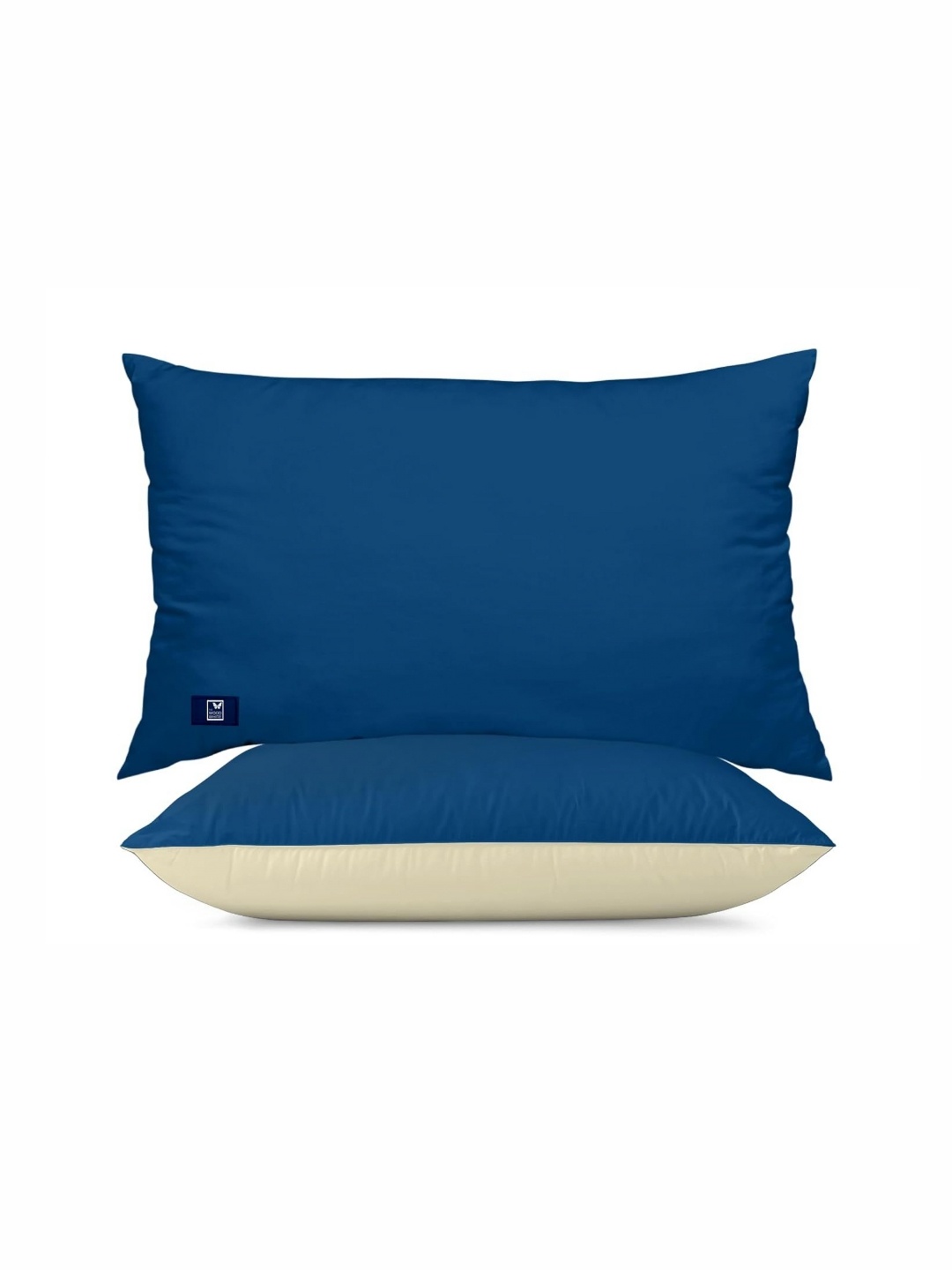 

THE WOOD WHITE Navy Blue Set of 2 Fibre Filled Polycotton Breathable Sleep Pillow