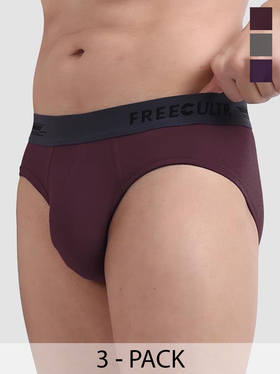 

FREECULTR Men Pack Of 4 Anti Bacterial Basic Briefs FCPXTBSGSWTVAGS, Maroon