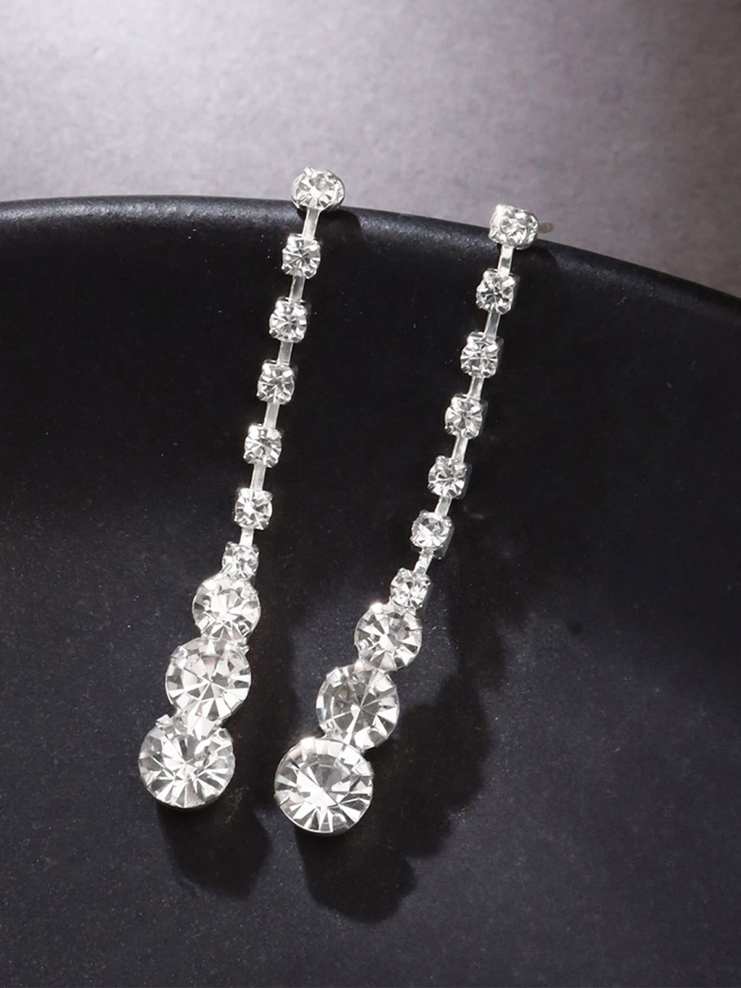 

Yellow Chimes Rhodium-Plated Crystals-Studded Jewellery Set, Silver