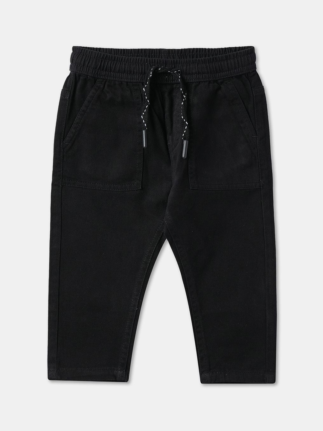 

R&B Boys Cotton Mid-Rise Regular Trousers, Black