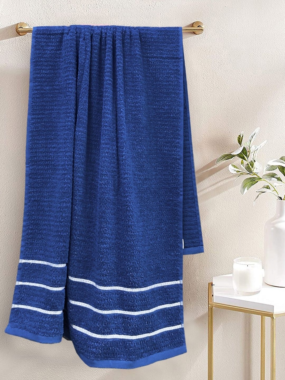 

BIANCA Navy Blue & Silver-Toned Cotton 500 GSM Bath Towel