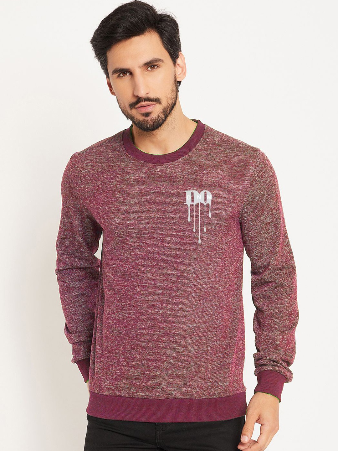 

GET GOLF Men Printed Cotton Sweatshirt, Maroon