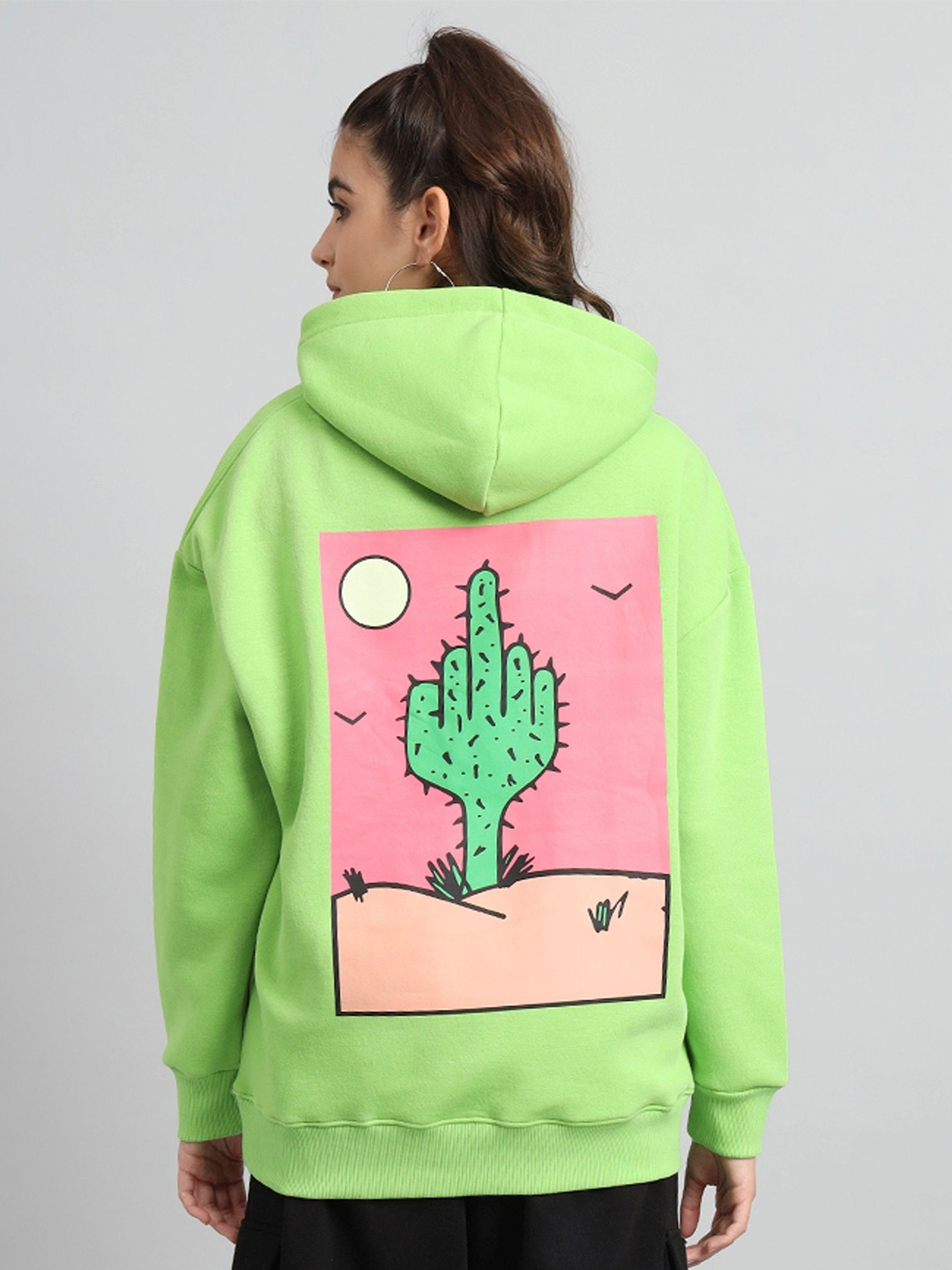 

GRIFFEL Women Printed Hooded Sweatshirt, Green