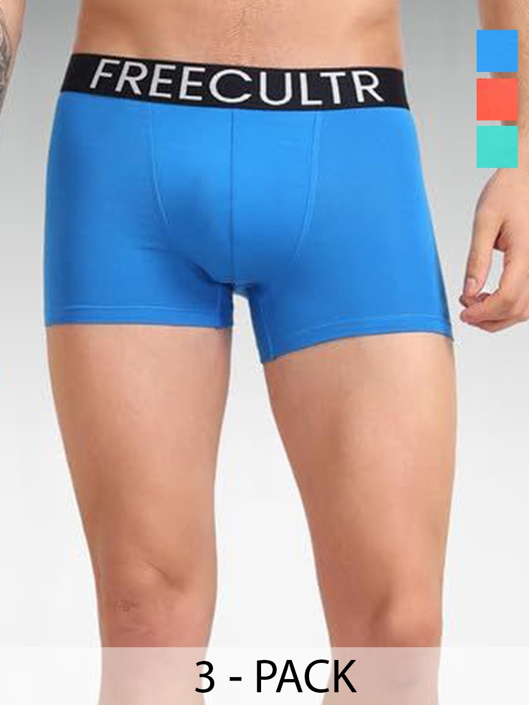 

FREECULTR Pack Of 3 Premium Snug Organic Cotton Trunk FC-CTN-T-BRB-CRL-HOG-03_XXXL, Blue