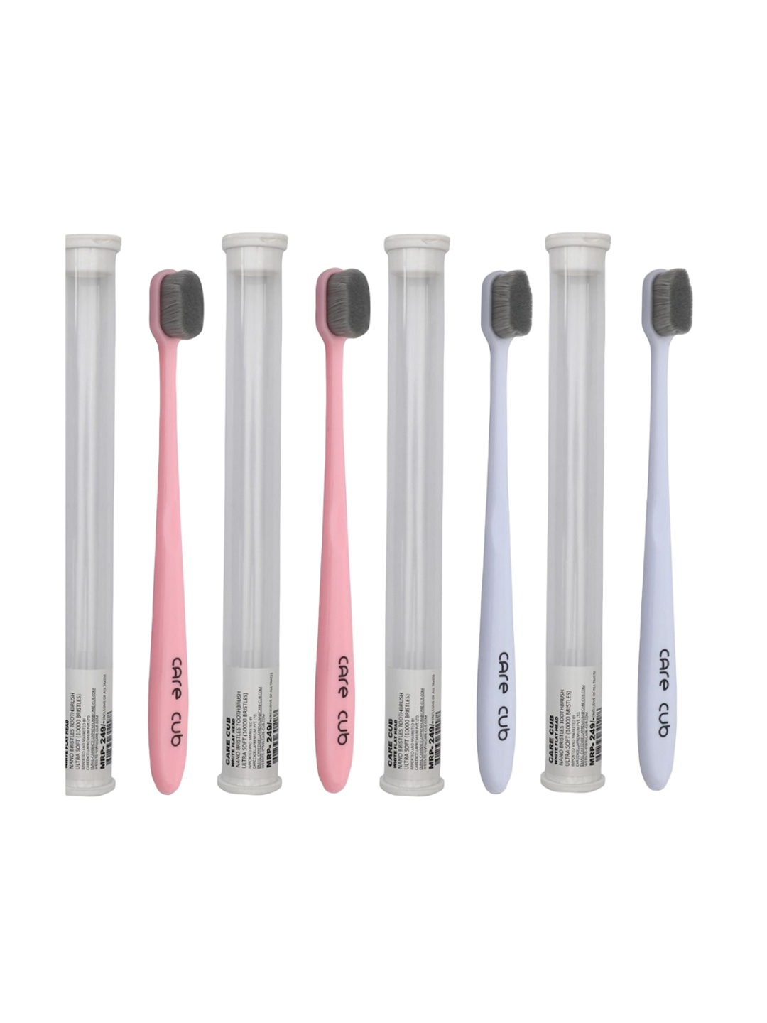 

CARE CUB Set Of 4 Ultra Soft Nano 10,000 Bristles Oral Gum Toothbrush - White & Pink