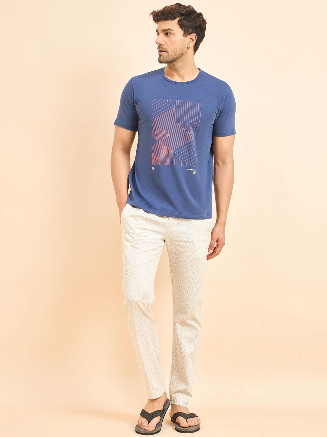 

Sweet Dreams Men Printed Night suit, Navy blue