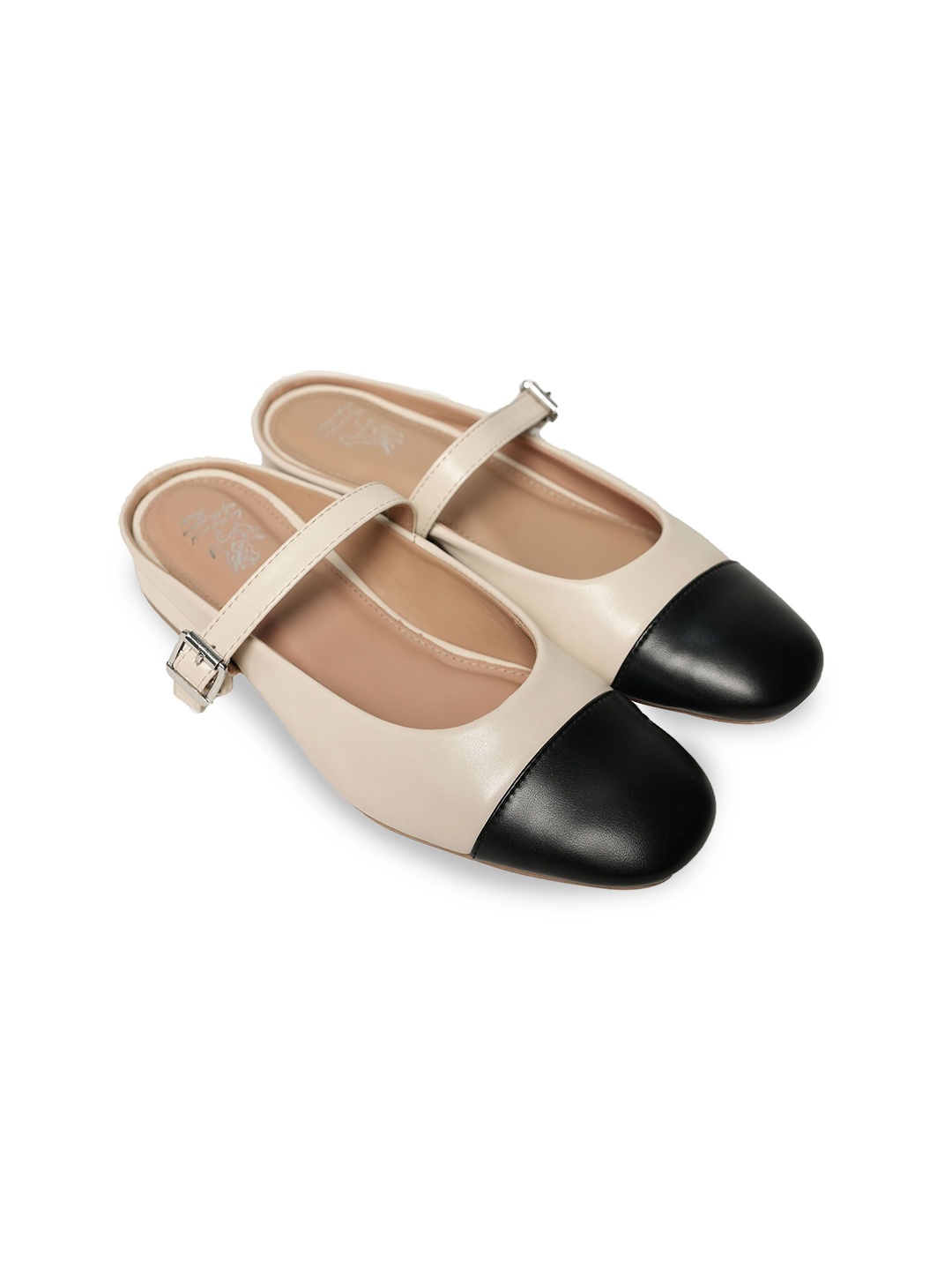 

Theater Women Austens Colourblocked PU Fashion Ballerina Flats, Beige