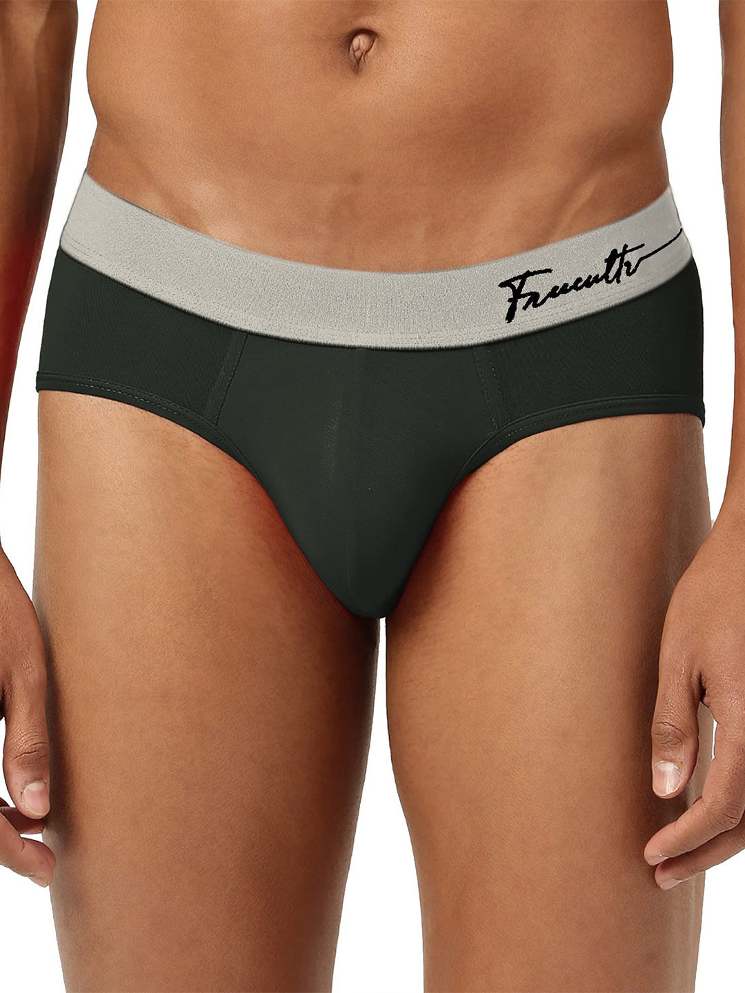 

FREECULTR Men Anti Bacterial Ribbed Basic Briefs, Olive