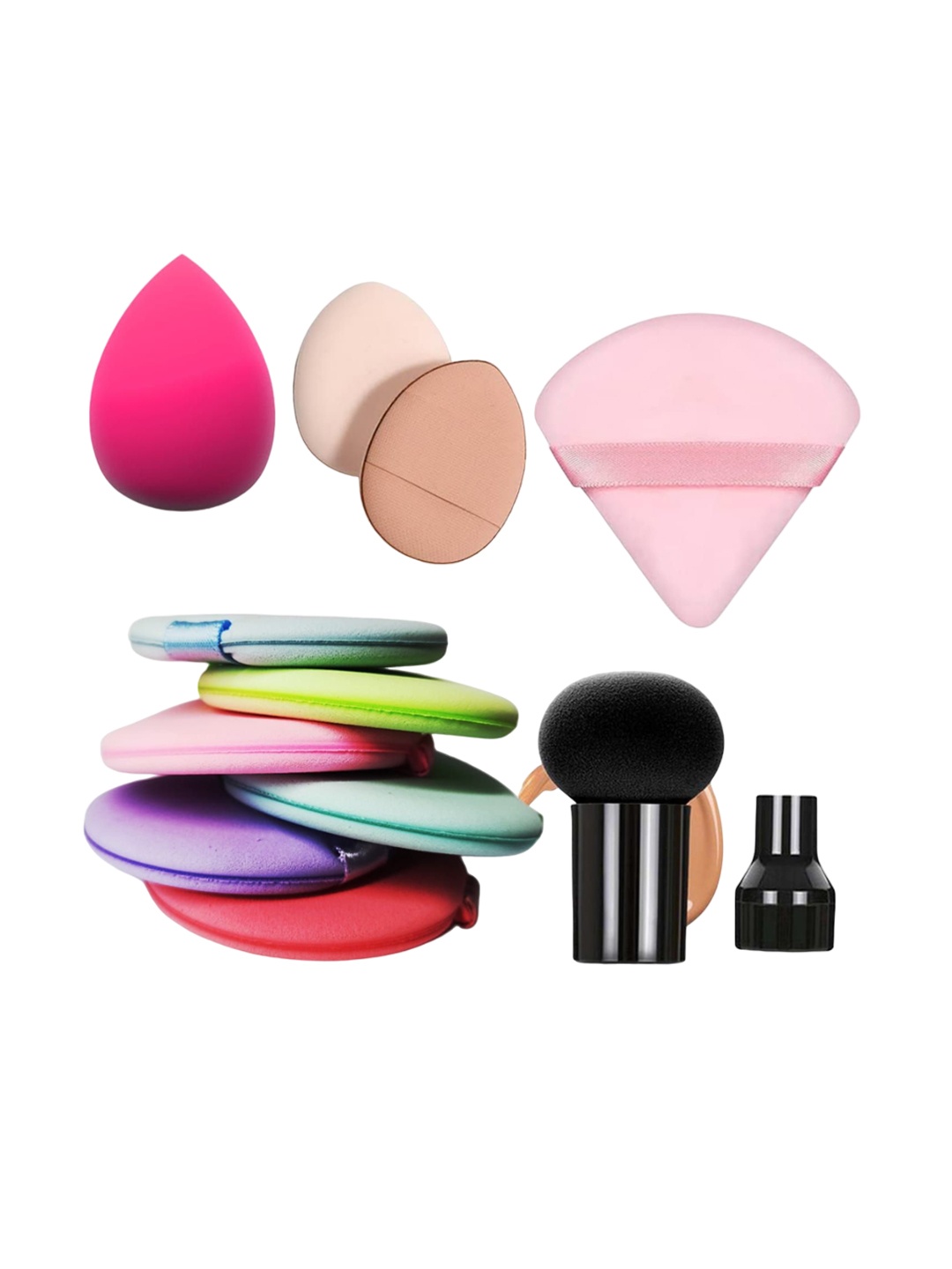 

Facejewel Set Of 11 Powder Puff, Blender Puff, Finger Puff & Mushroom Puff, Pink