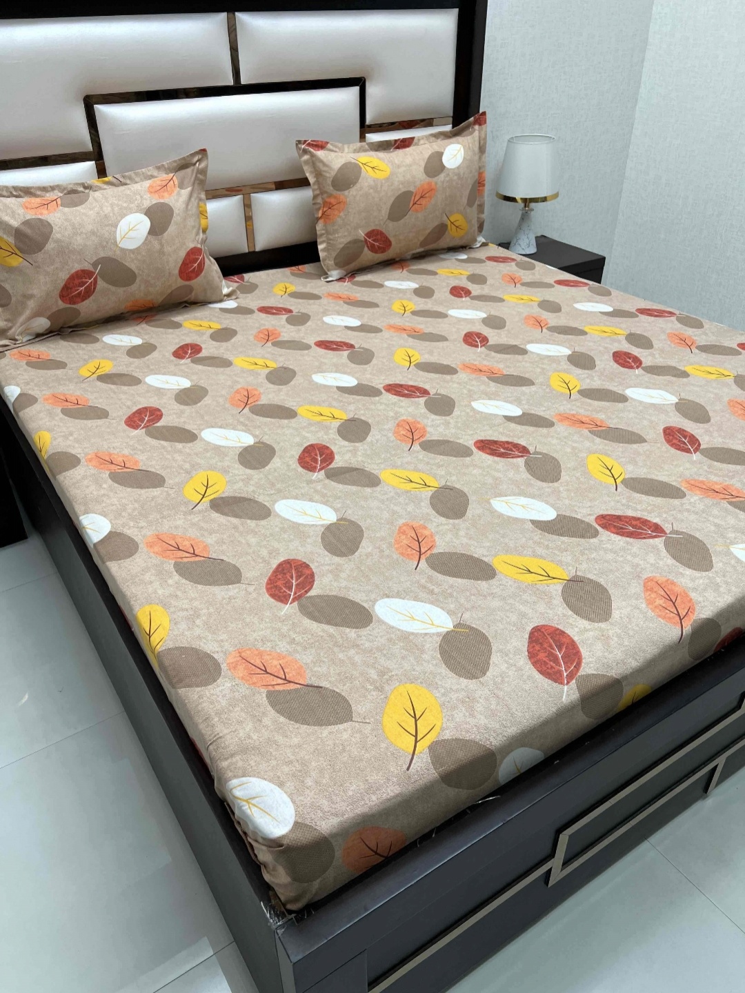 

Pure Decor Passion Brown Floral Pure Cotton 300 TC Double Queen Bedsheet Set-2.28m x2.54 m