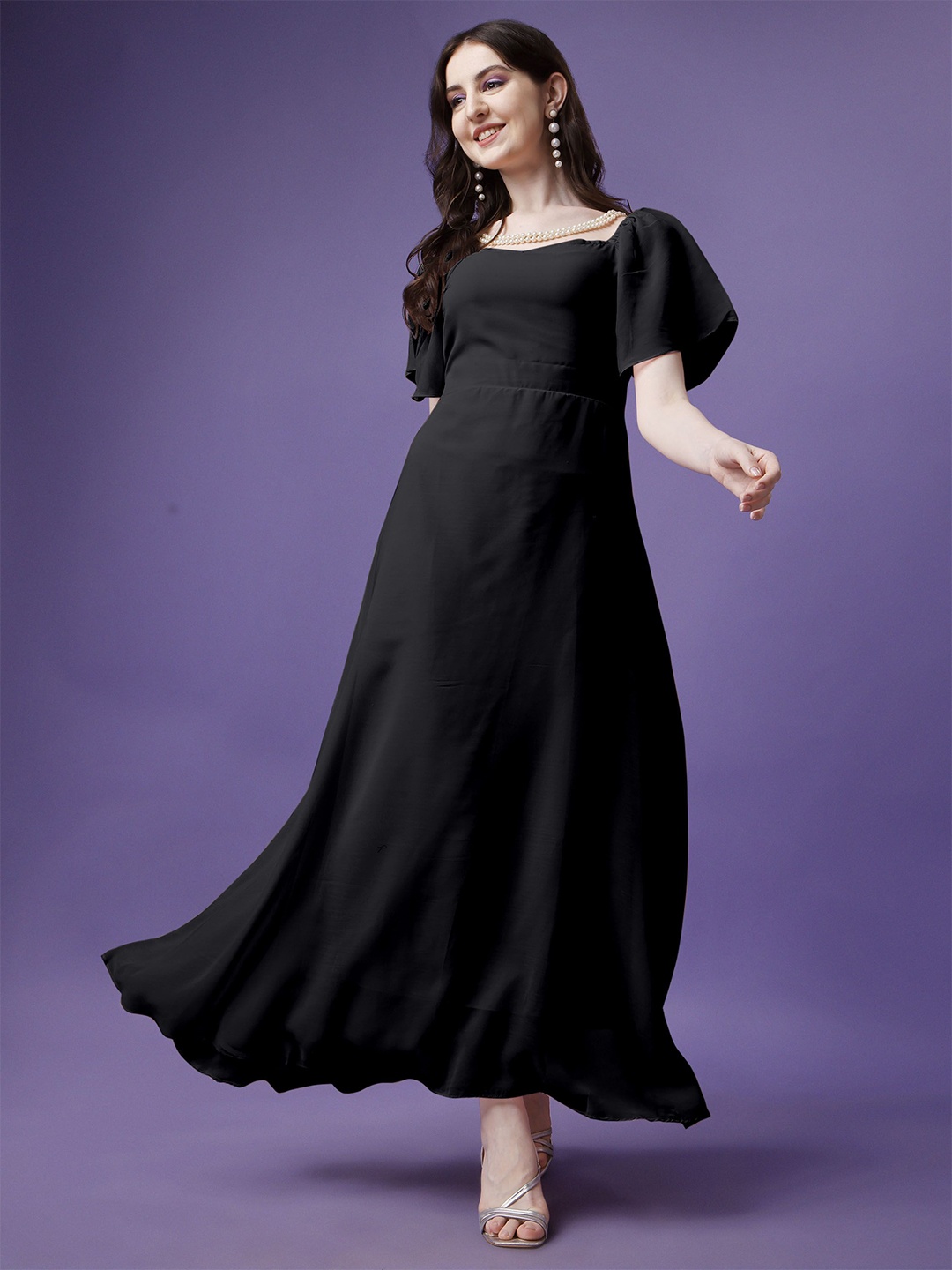 

Raiyani Enterprise Fit & Flare Maxi Dress, Black