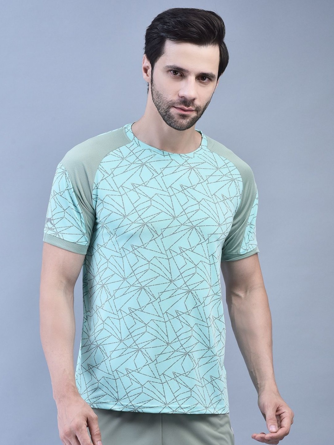

Shiv Naresh Men Abstract Printed Round Neck Slim Fit T-shirt, Blue