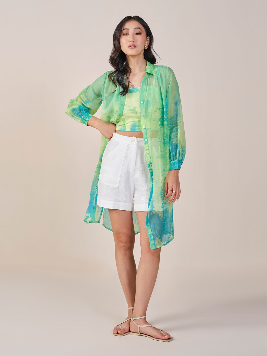

AND Women Maxi Longline Top, Green