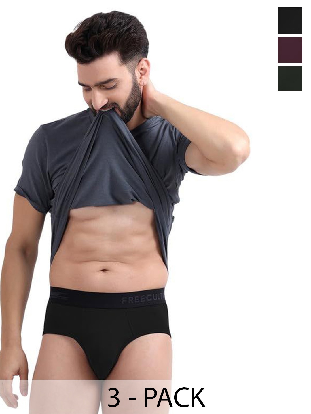 

FREECULTR Men Pack Of 3 Anti Bacterial Basic Briefs FC-XT-B-POB-SW-SEG-XXXL, Maroon