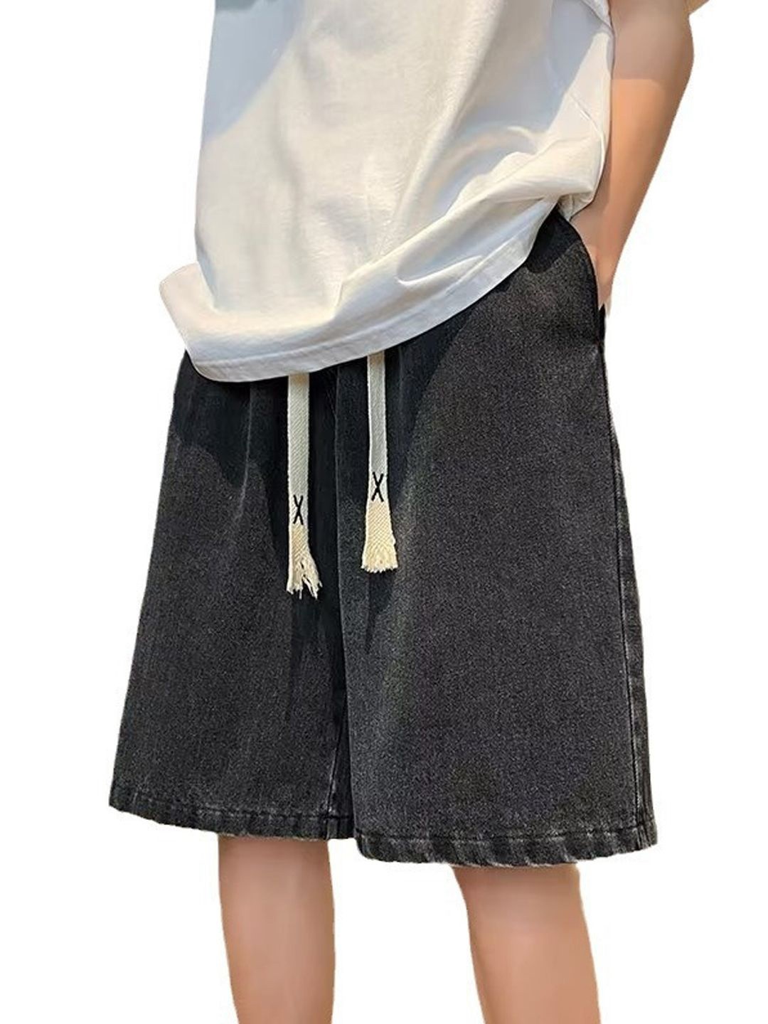 

StyleCast Men Cotton Mid-Rise Below Knee Shorts, Grey