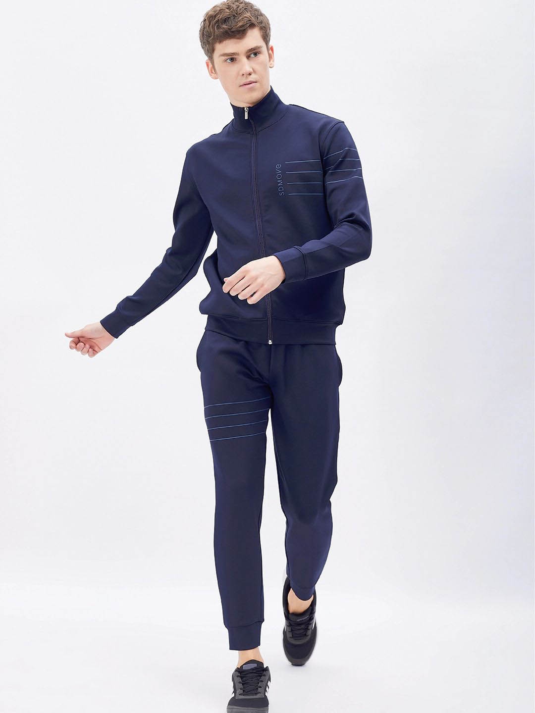 

Sweet Dreams Men Mid Rise Long Sleeves Mock Collar Tracksuits, Navy blue