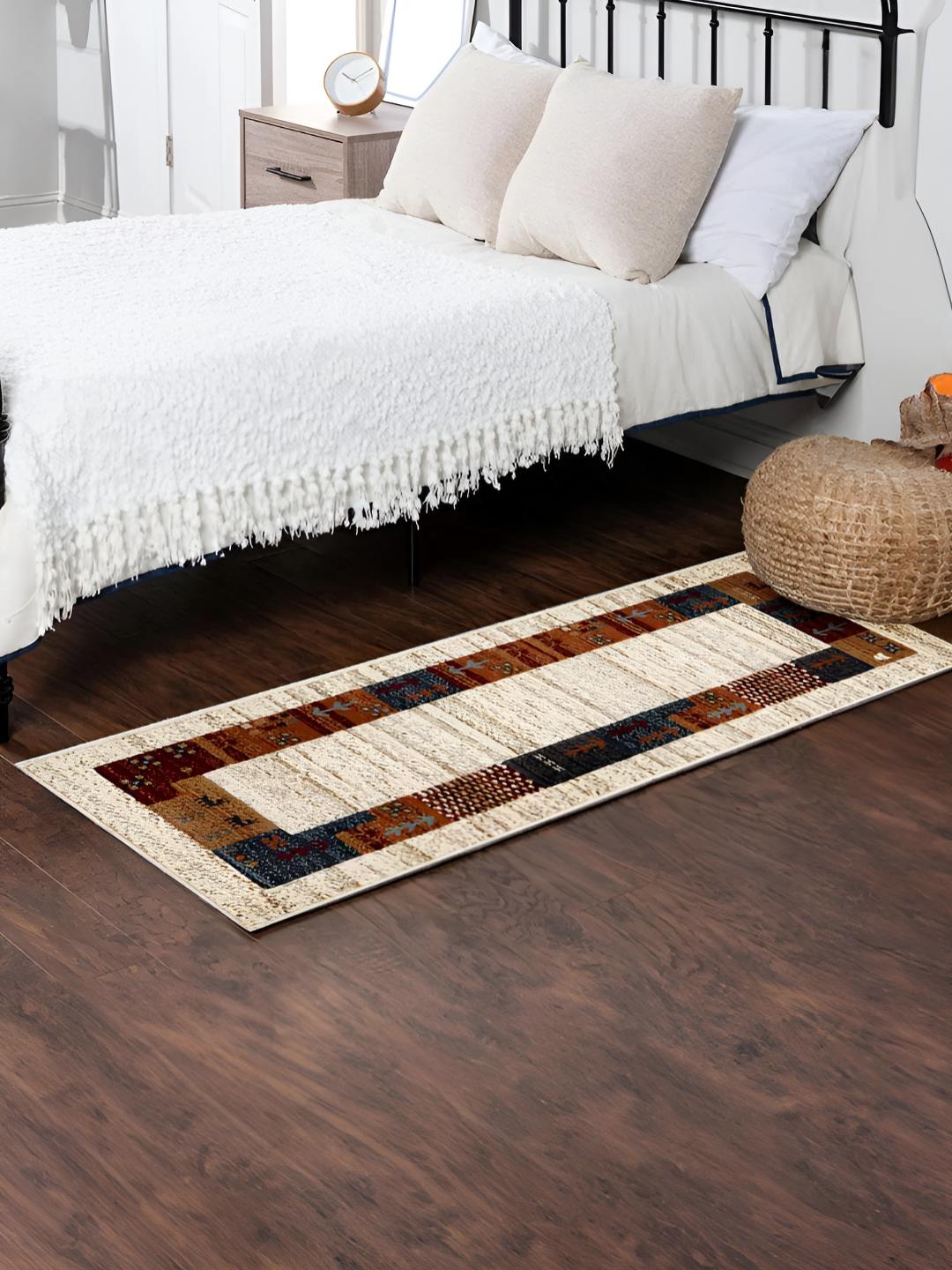 

Sapana Carpet-Mats Cream & Brown Abstract Printed Floor Runner