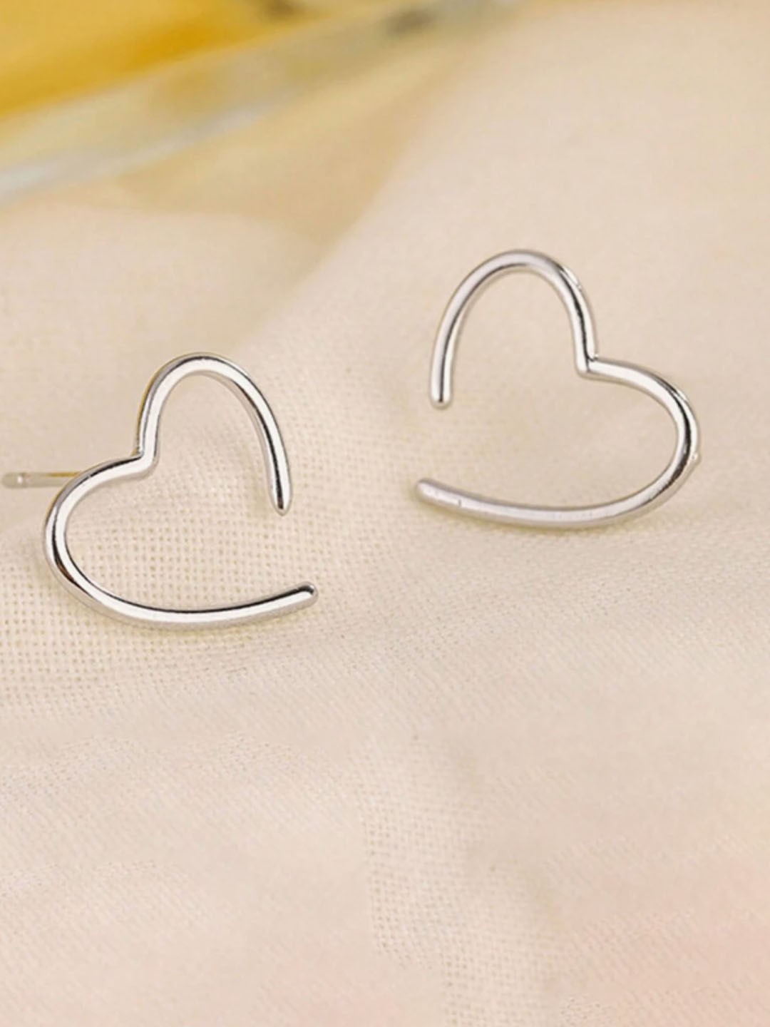 

SUBHAGALANKAR Silver-Plated Heart Shaped Minimal Studs