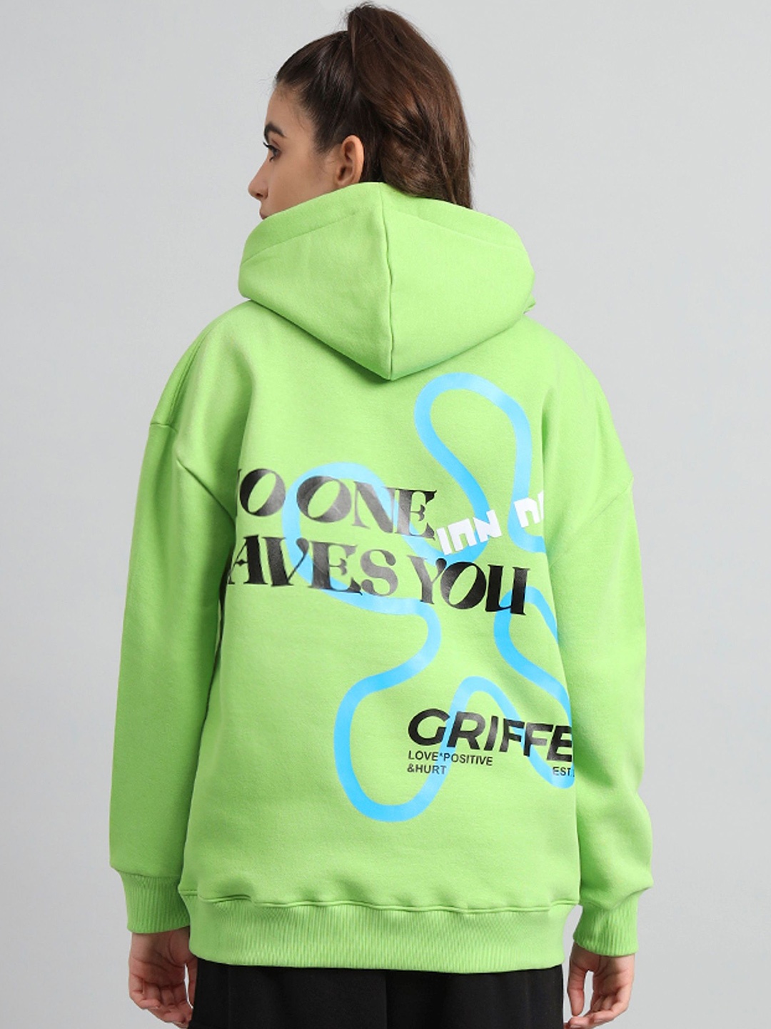

GRIFFEL Women Typography Printed Casual Sweatshirt, Green