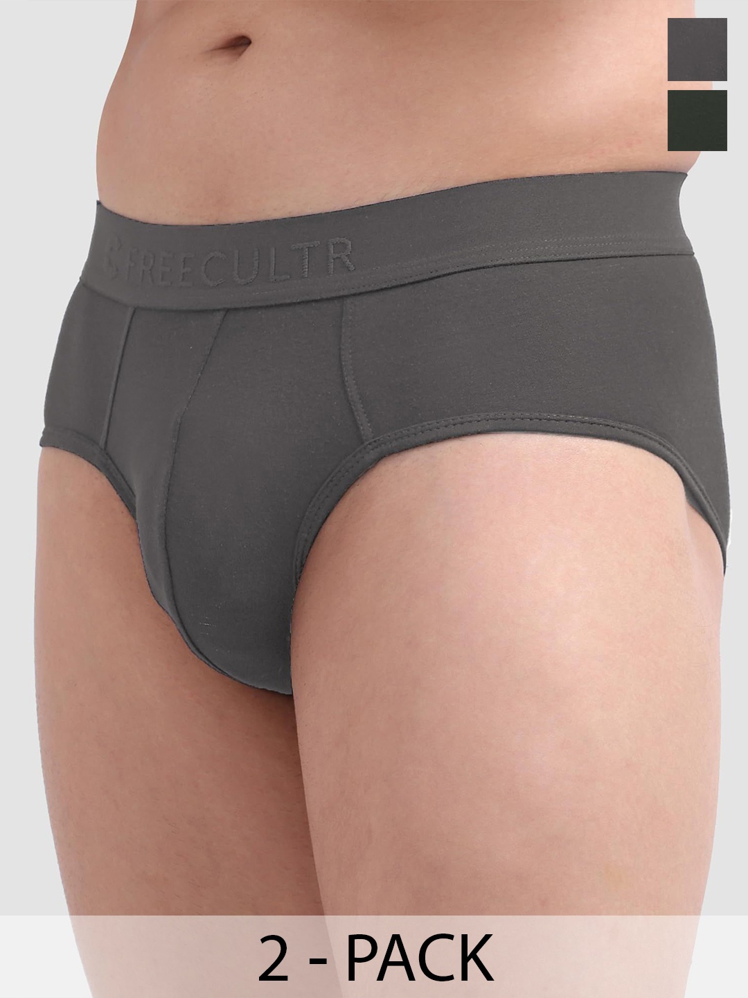 

FREECULTR Pack Of 2 Anti Bacterial Micromodal Basic Briefs FC-CX-B-MG-AVG_S, Black