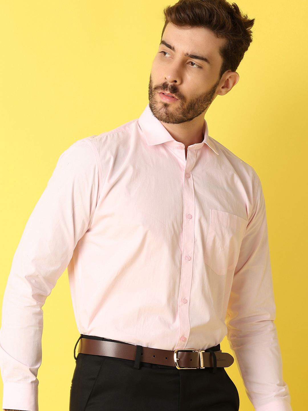 

J White by Vmart Men Spread Collar Solid Cotton Formal Shirt, Pink