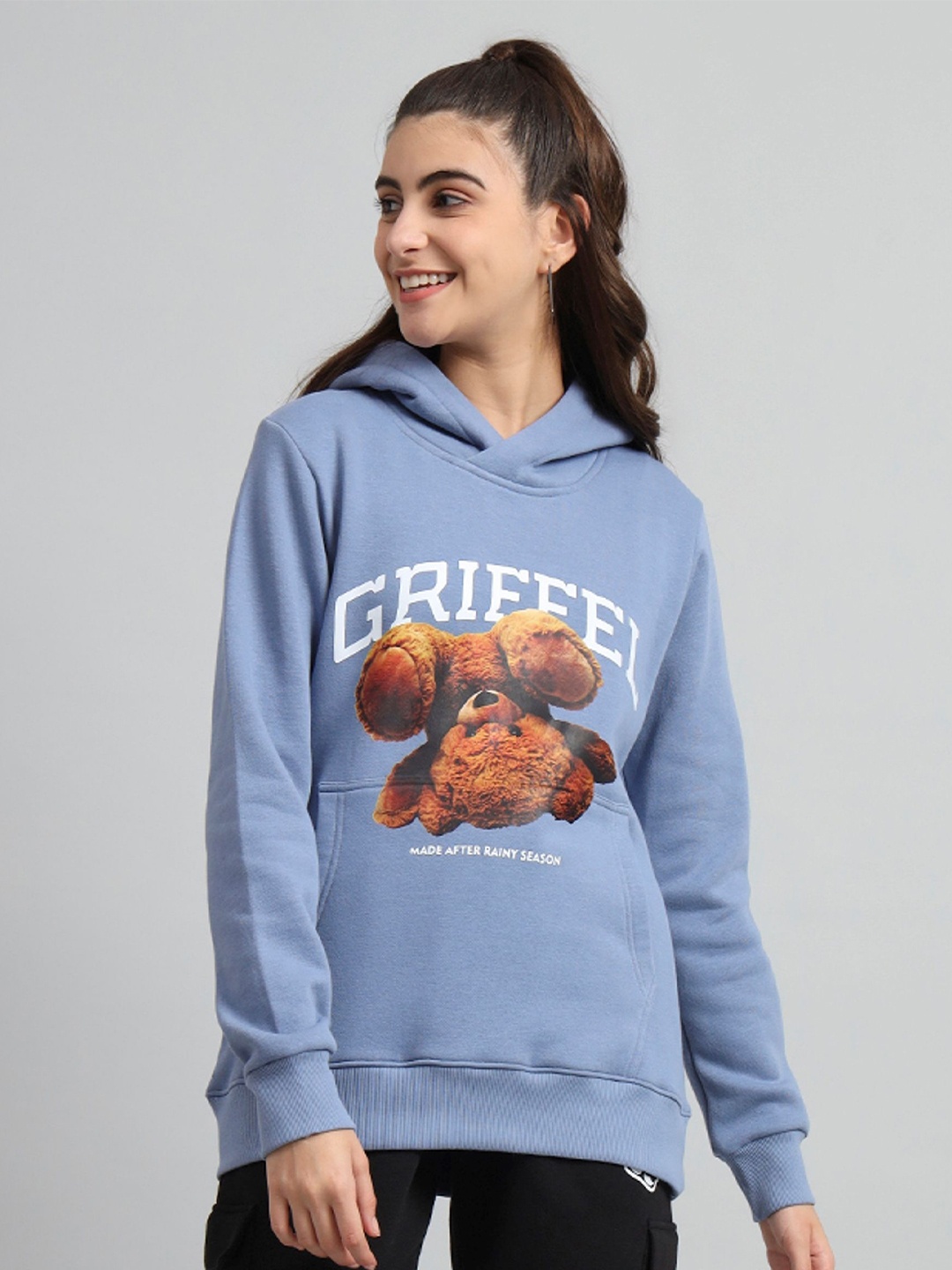 

GRIFFEL Women Graphic Printed Sweatshirt, Blue