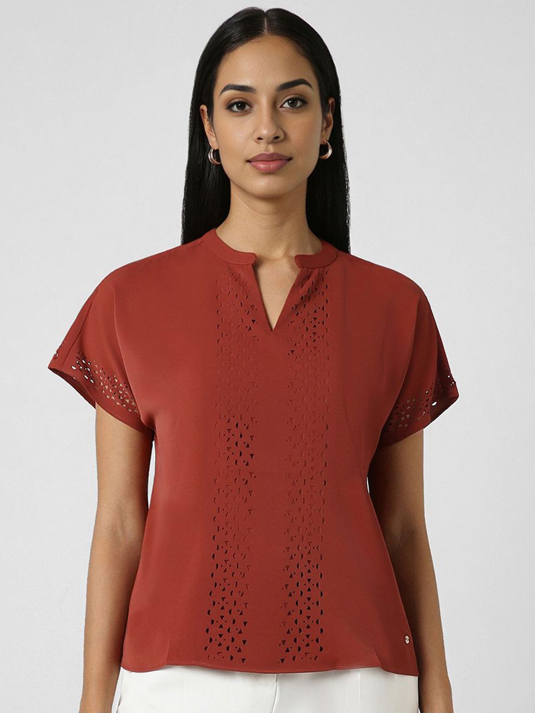 

Van Heusen Woman Self Design Top, Maroon
