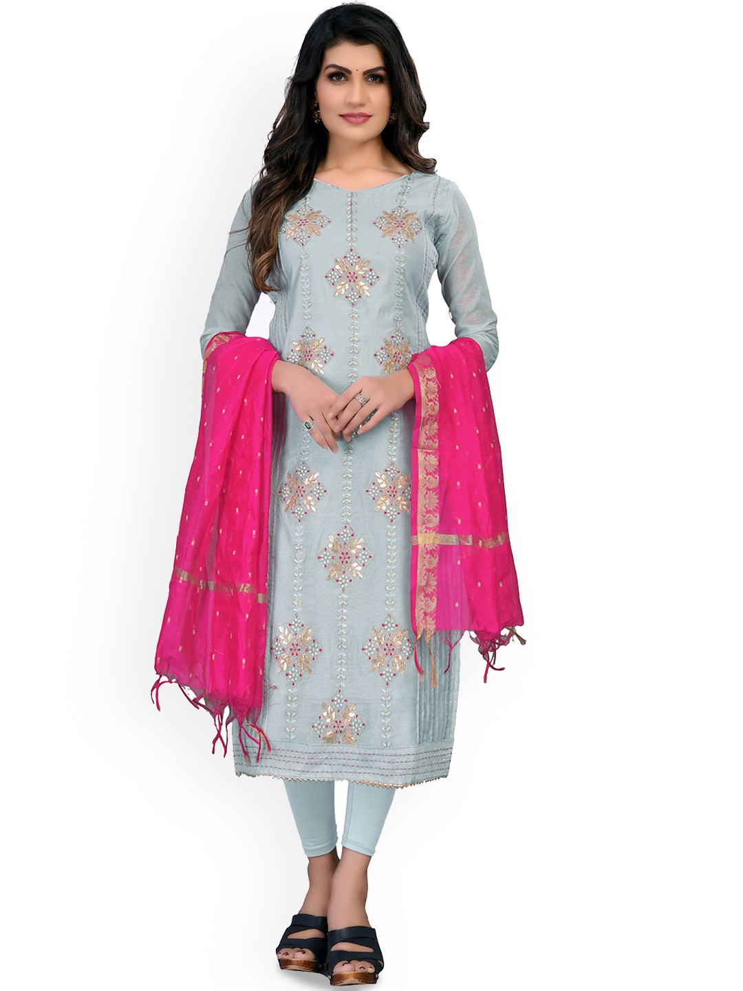 

Maroosh Ethnic Motifs Embroidered Unstitched Dress Material, Grey