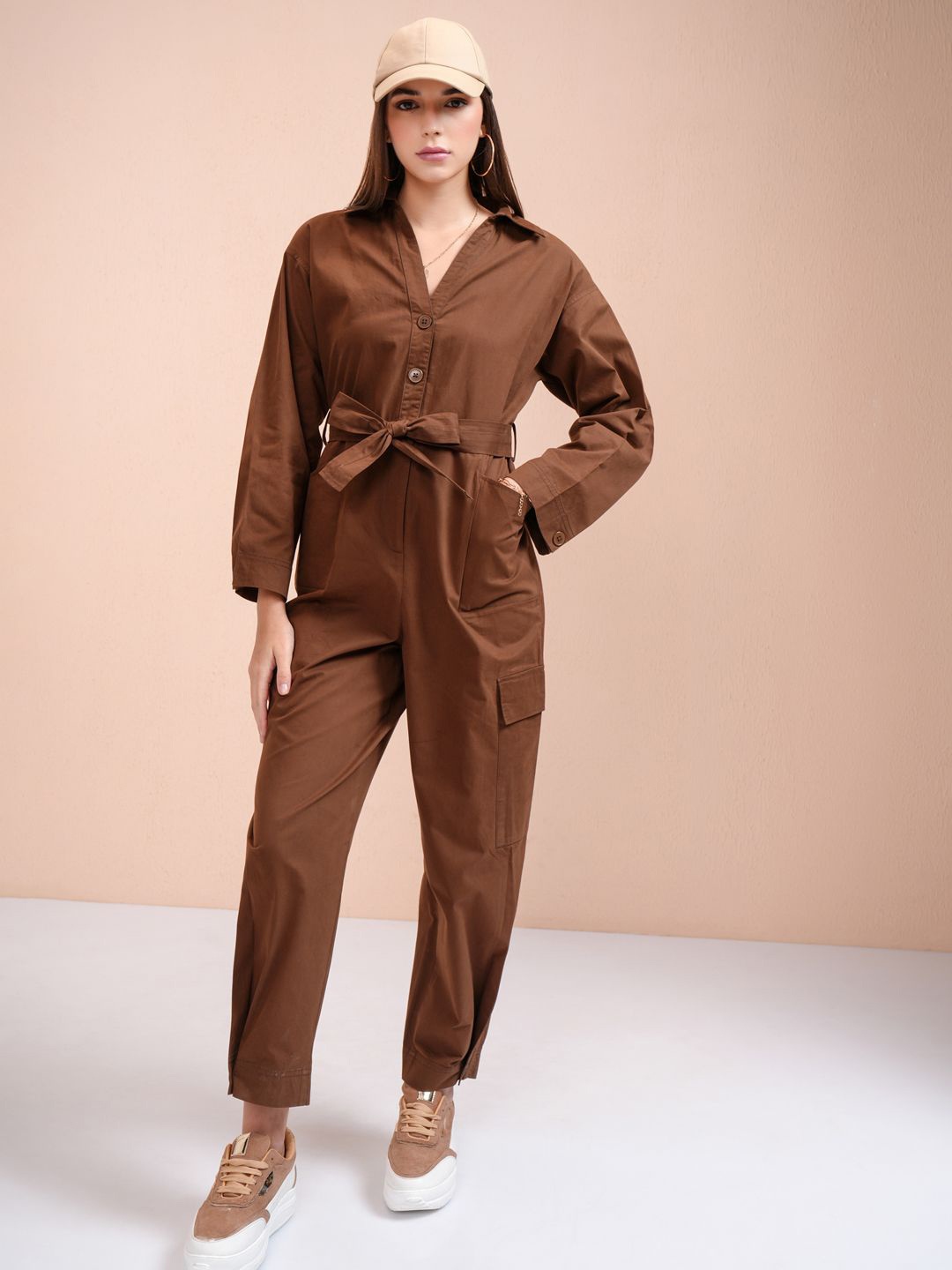 

ESPYR By Tokyo Talkies Women Solid Basic Jumpsuit, Brown