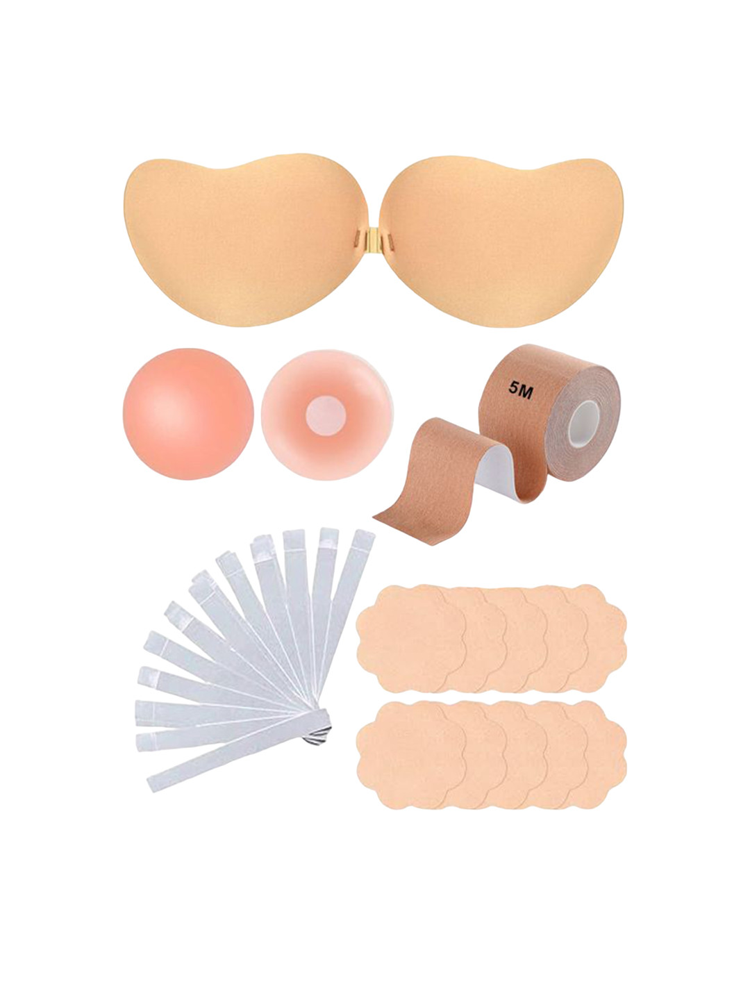 

COLOR STYLE Set of 4 Reusable Stick-On Lingerie accessories, Beige