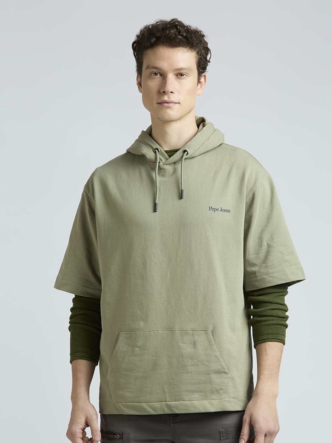 

Pepe Jeans Men Hooded Cotton Sweatshirt, Green