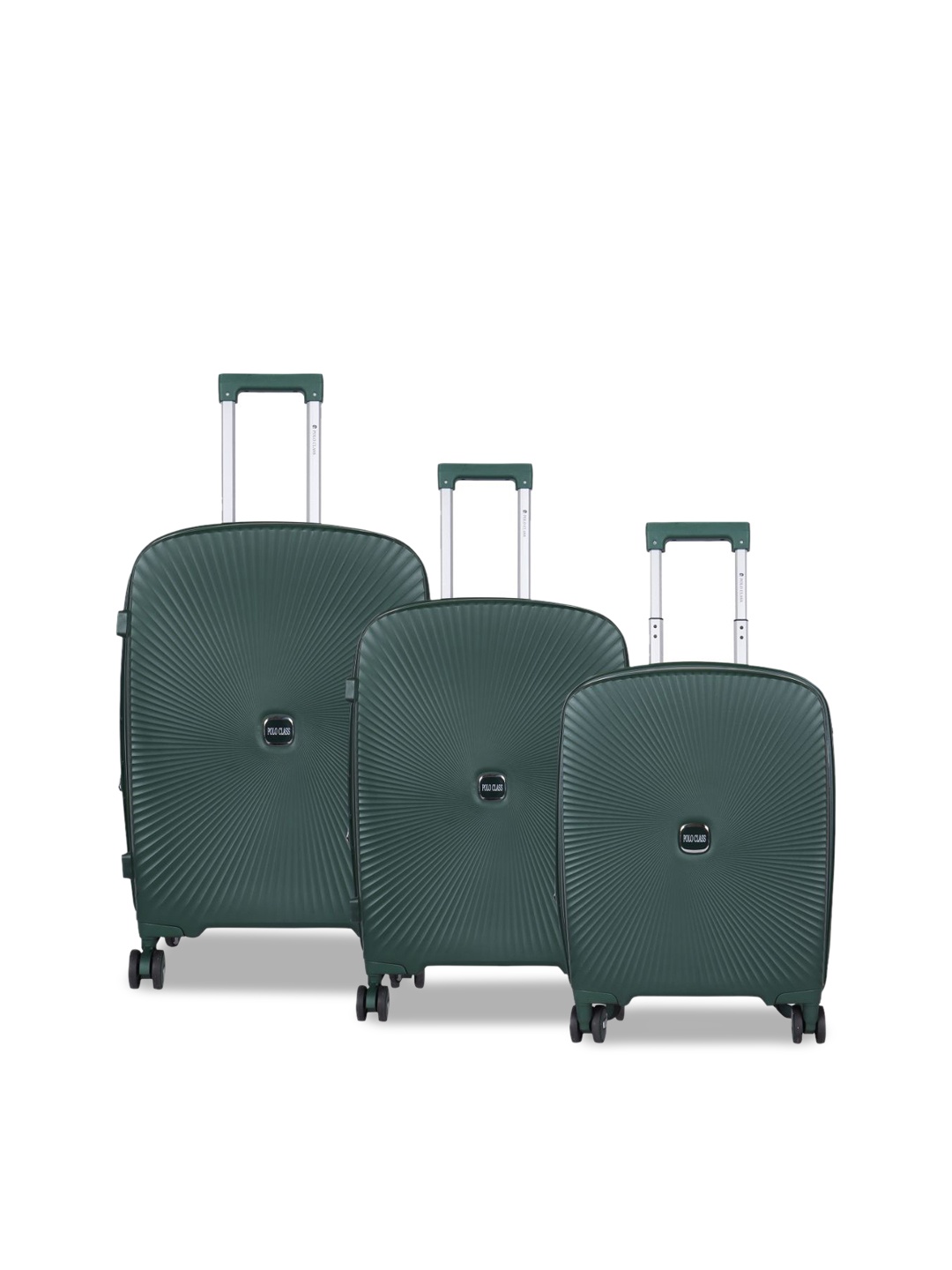 

Polo Class Set of 3 Textured Hard-Sided Large, Medium & Cabin Trolley Bag, Green