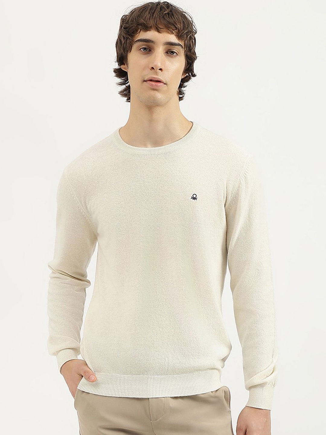 

United Colors of Benetton Men Woollen Pullover, White