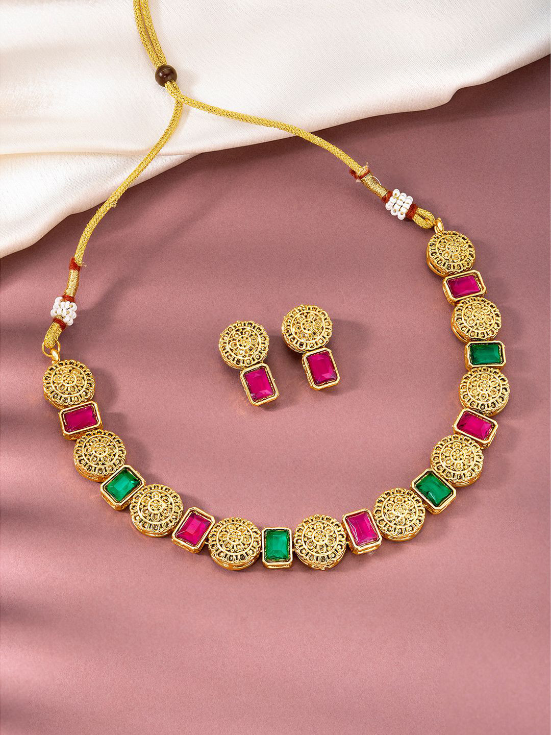 

Peora Gold-Plated Stone-Studded Jewellery Set