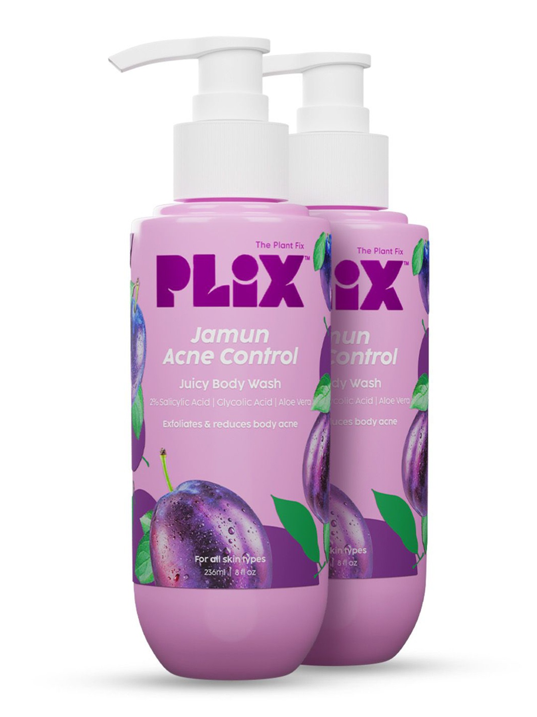 

PLIX THE PLANT FIX Set of 2 Jamun 2% Salicylic Acid Acne Control Body Wash - 236 ml each, Purple