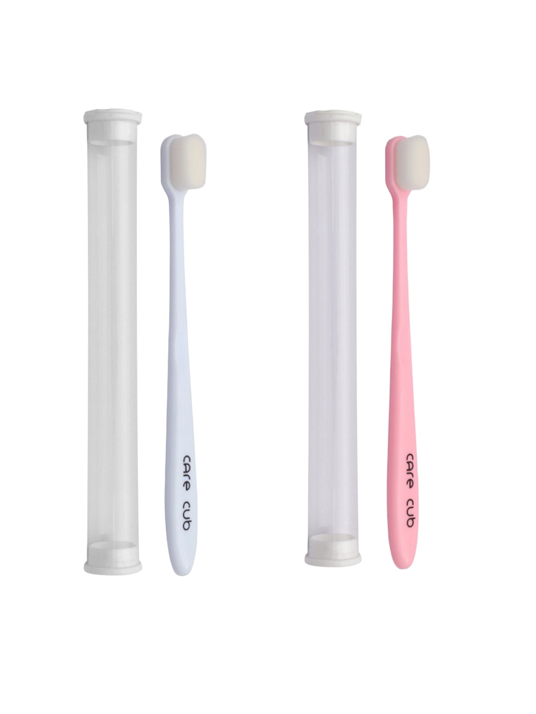 

CARE CUB Set Of 2 Flat Ultra Soft Nano 10,000 Bristles Oral Toothbrush - Pink & White