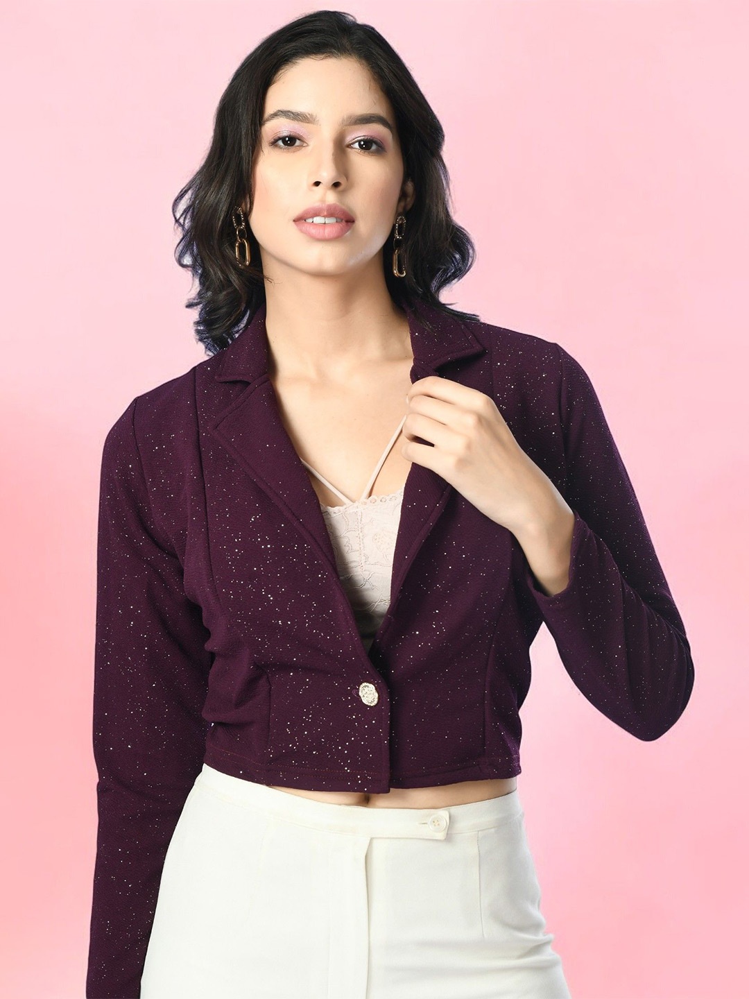 

BAESD V-Neck Crop Shrug, Purple