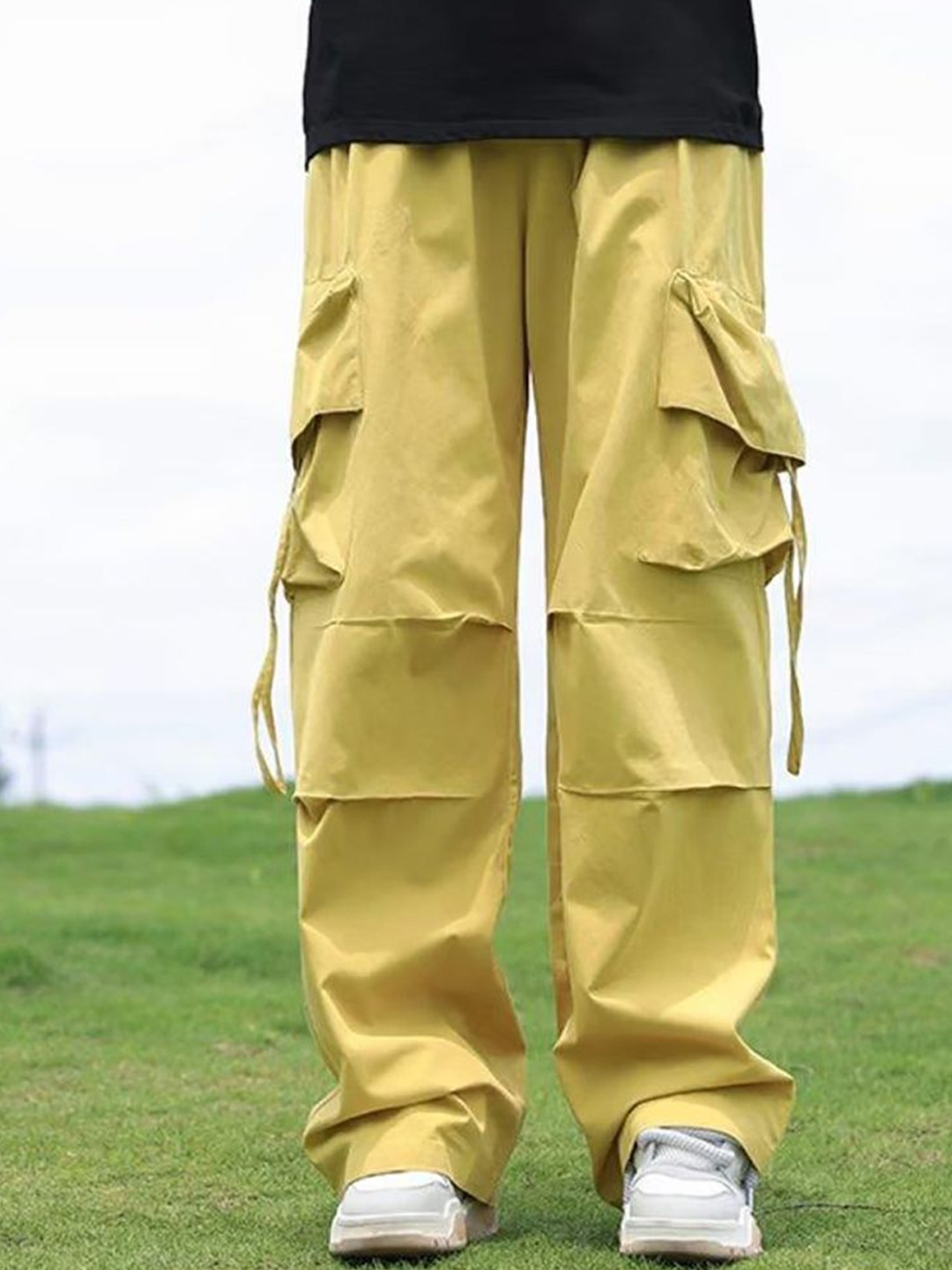 

StyleCast x Revolte Men Loose Fit Cargos Trousers, Yellow