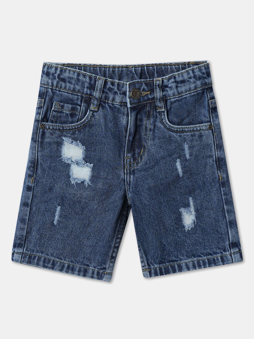 

R&B Boys Washed Denim Cotton Shorts, Blue