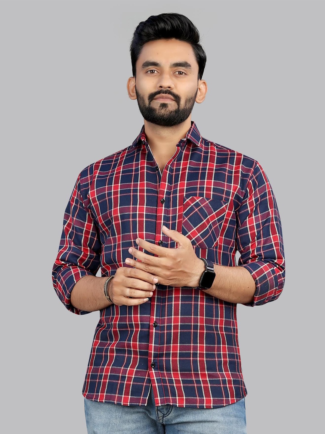 

ADWYN PETER Men Classic Spread Collar Checked Cotton Casual Shirt, Multi