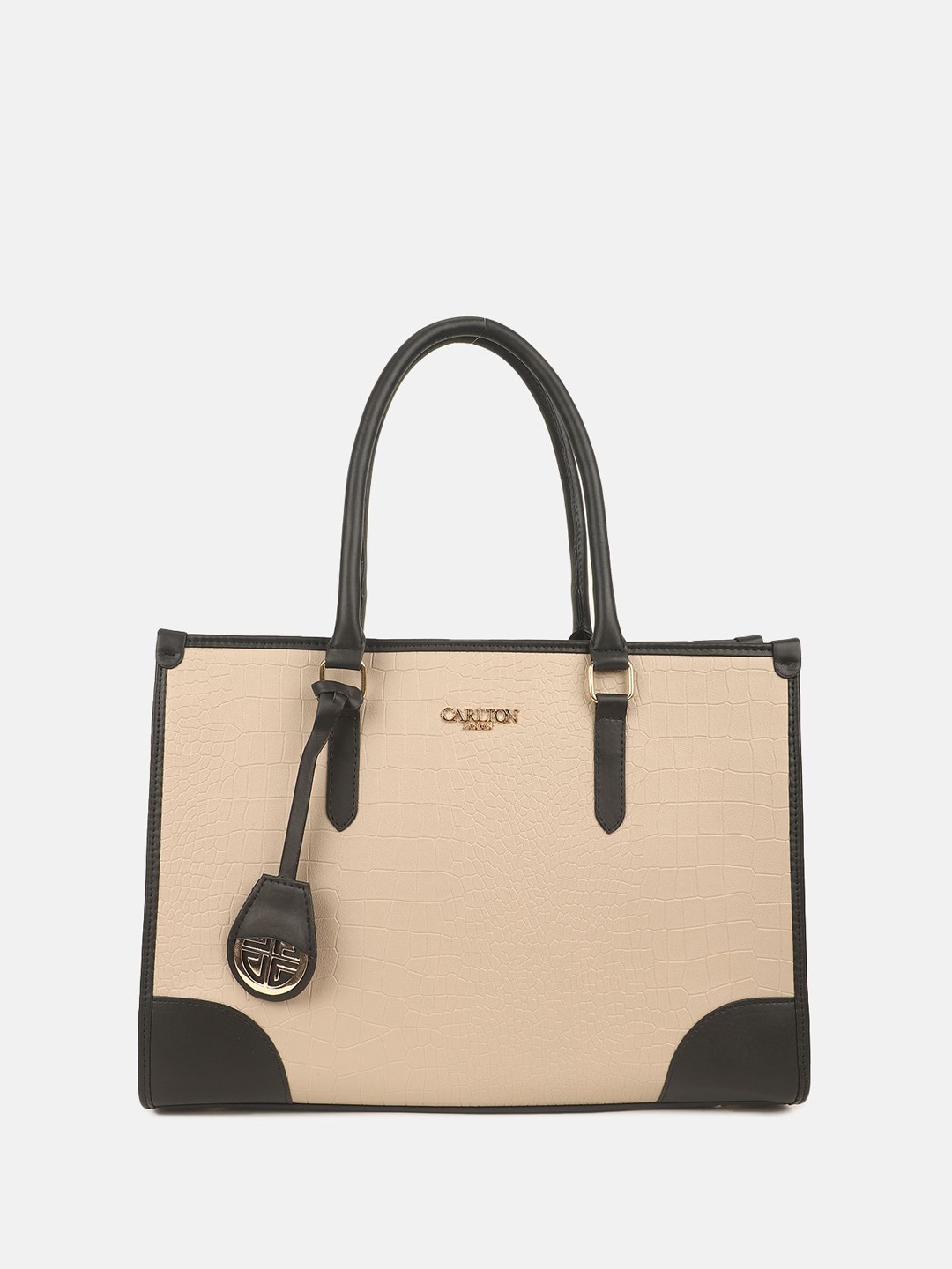 

Carlton London Women Textured Structured Leather Shoulder Bag, Beige