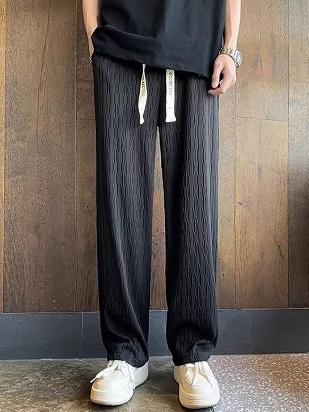 

StyleCast x Revolte Men Straight Fit Regular Trousers, Black