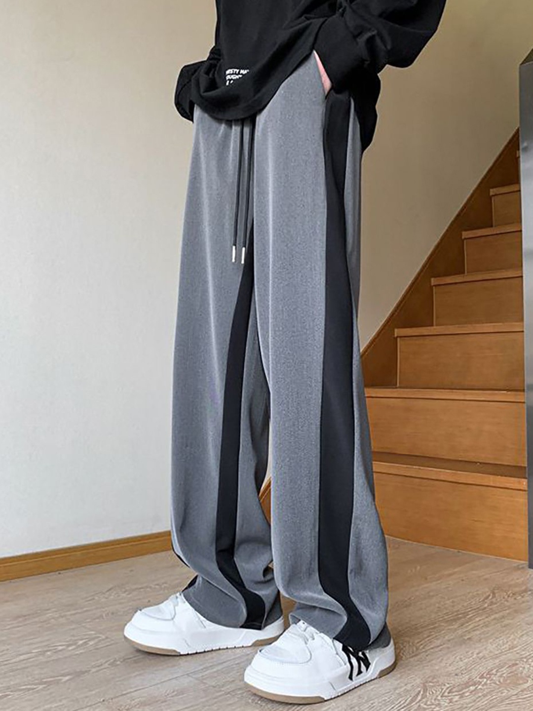 

StyleCast x Revolte Men Loose Fit Easy Wash Pleated Joggers Casual Trousers, Grey