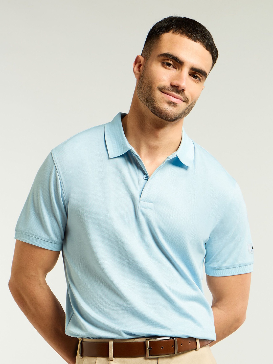 

Beyoung Men Solid Polo Collar Cotton T-shirt, Blue