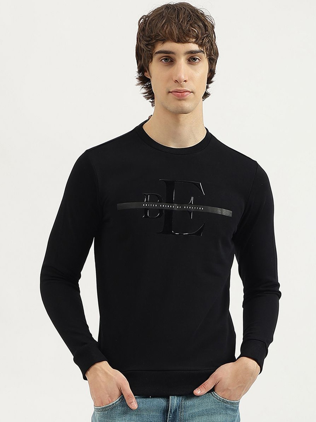 

United Colors of Benetton Men Printed Sweatshirt, Black