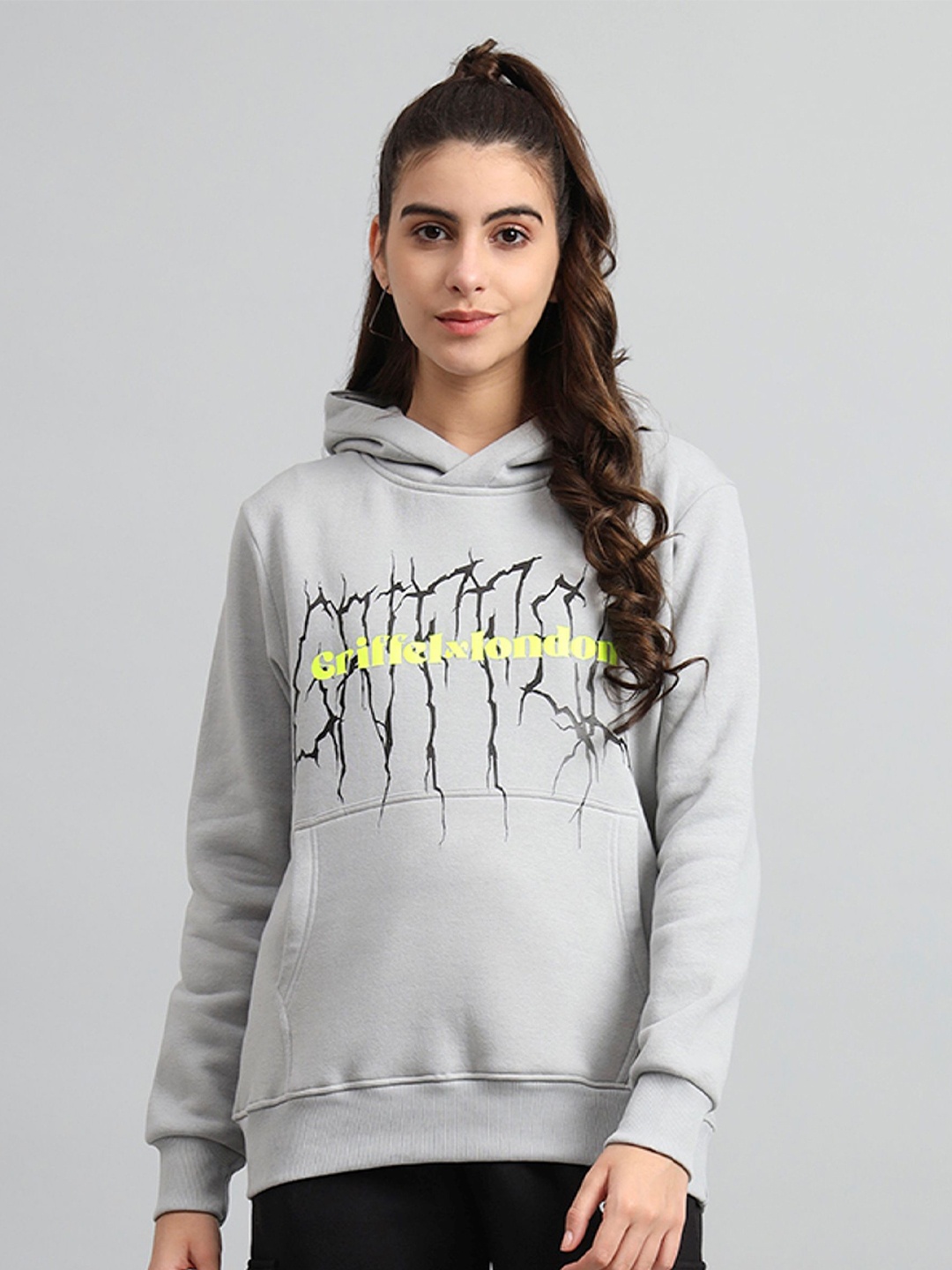 

GRIFFEL Women Printed Sweatshirt, Grey melange