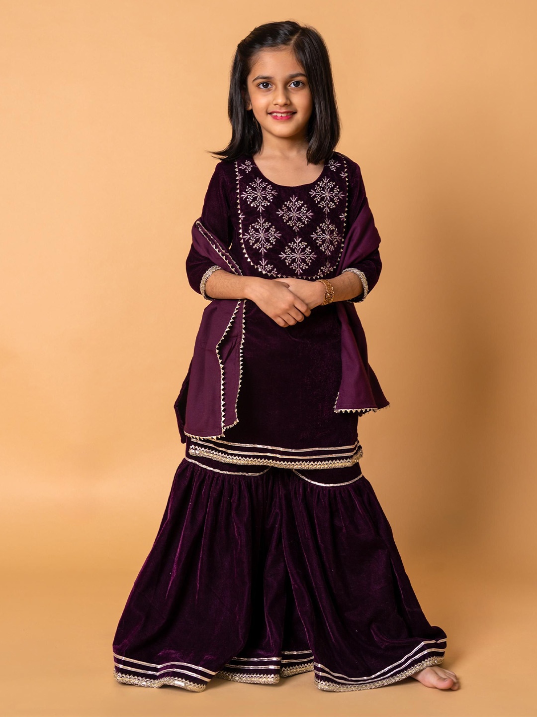 

MUM & DAUGHTER Girls Velvet Maxi Dress, Maroon